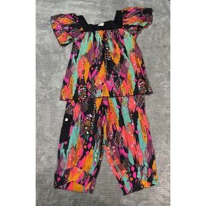 Vintage Womans Medium African Print Top And Bottom